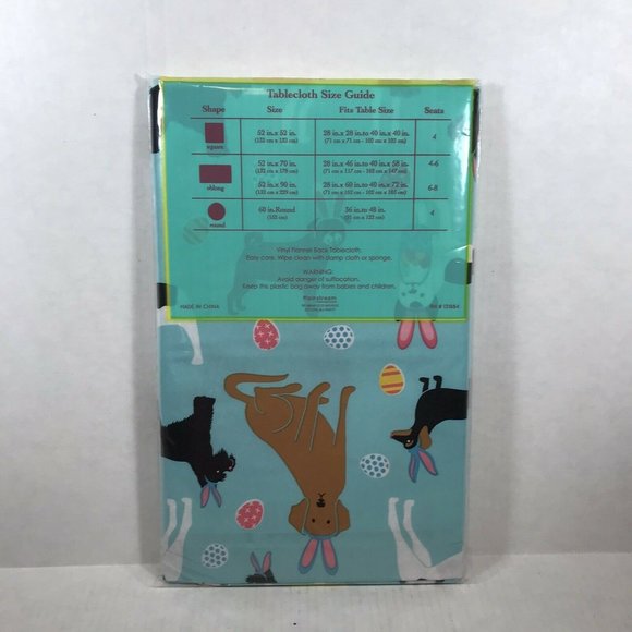 Easter Bunny Funny Dogs Printed Vinyl Tablecloth Rabbit Ears Dinner Party 52x70 - Picture 3 of 7